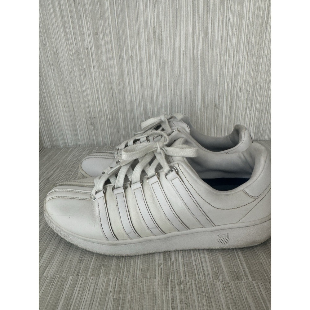 K-Swiss Men's Classic Leather Low Top Size 9 US White Sneakers Athletic Shoes - Picture 4 of 6
